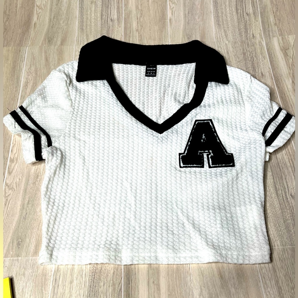 Shein Cropped Shirt with ‘A’ Patch - 13.5 inches Long
